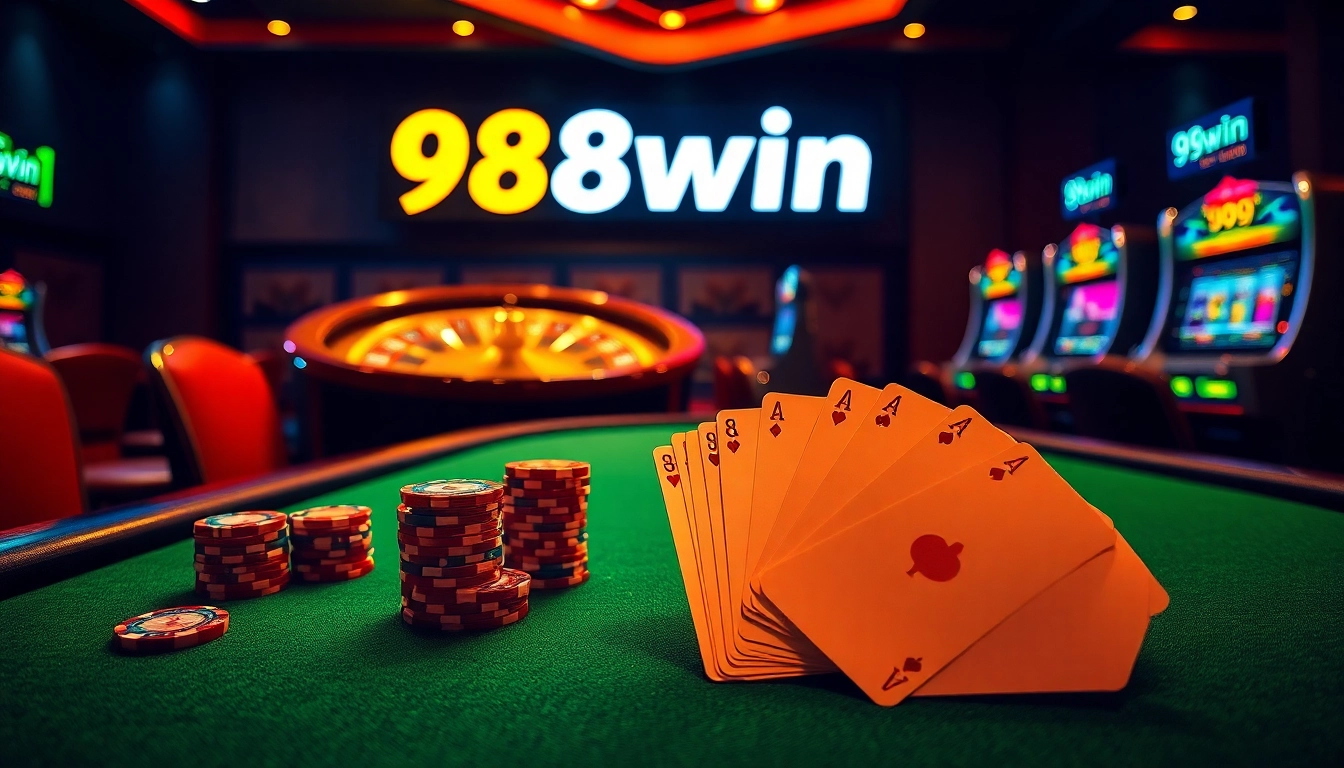 Experience the thrill of playing at 98win casino with vibrant poker and roulette tables.