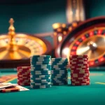 Experience high-stakes gambling at https://s8ok.com/ with an illuminated poker table and luxurious casino ambiance.