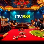 Enjoying thrilling casino games at CM88 with vibrant tables and slot machines.
