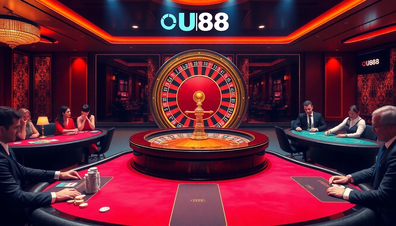 Players engaging in exciting casino games at UU88, showcasing luxury and thrill.