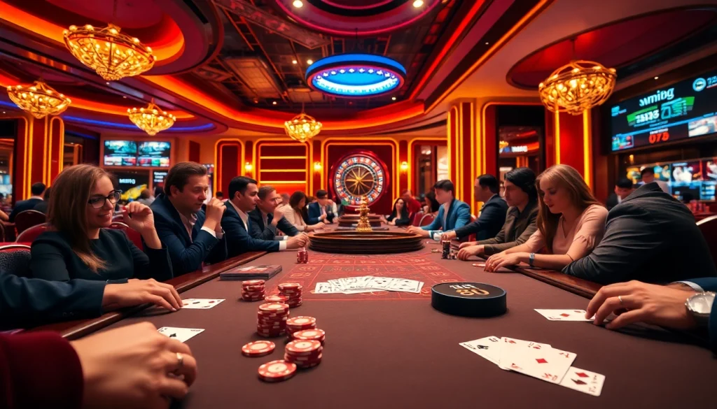 Exciting poker gameplay at mm88 casino with vibrant chips and cards on table.