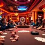 Exciting poker gameplay at mm88 casino with vibrant chips and cards on table.