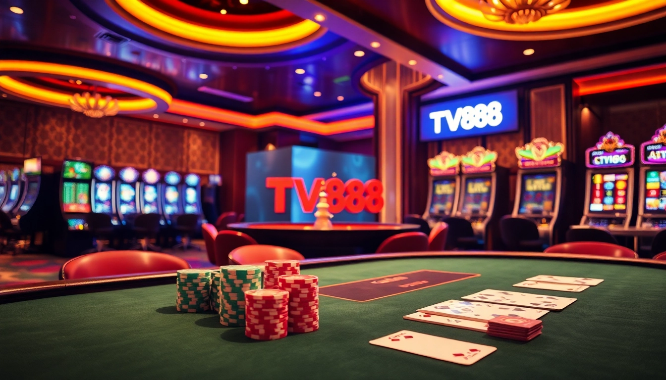 Experience the thrill at TV88 with vibrant casino tables and exciting game interfaces.