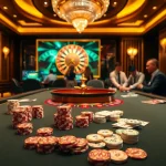 Experience the thrill of KBBET with an elegant poker table and luxurious casino ambiance.