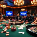 Experience the thrill of high-stakes gaming at thabet77 with poker chips, cards, and roulette.