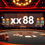 Experience thrilling gaming at https://xx88.se.net/ with vibrant tables, chips, and slot machines.