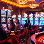 Gambling enthusiasts enjoying the vibrant gg88 slot machines in a luxury casino setting.