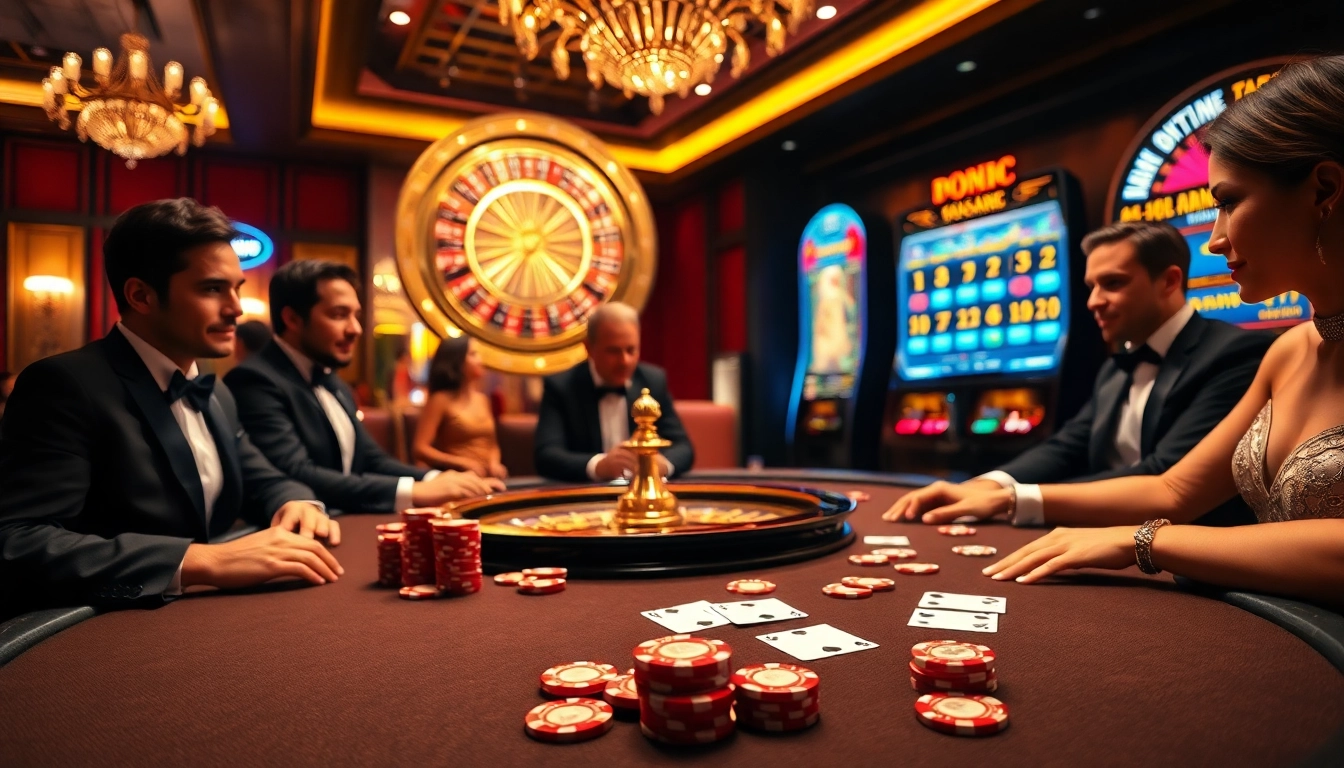 Engaging players at the poker table in an elegant casino at https://bet168.me/ enhance the thrill of the game.