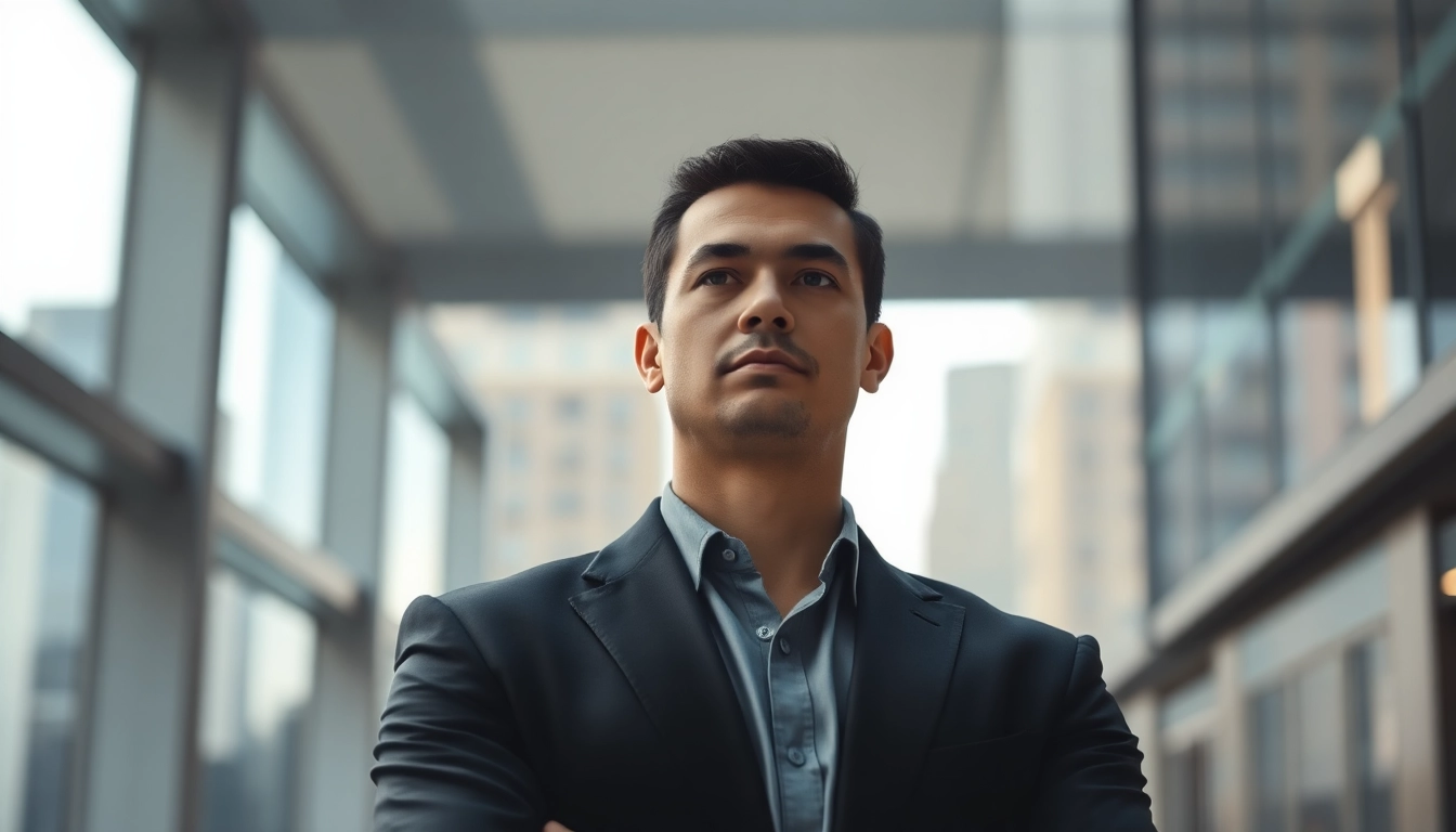 Personal security guard maintaining a vigilant presence in an urban environment.