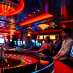 Engaged players enjoying thrilling moments at 789WIN casino with roulette and slot machines.