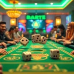 Dynamically engaging online Tài Xỉu MD5 gaming scene with dice, vibrant colors.