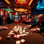Play poker enthusiastically at http://gk88t2.com/ amidst a vibrant, luxurious casino setting.
