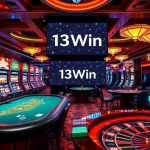 Engaging scene of a luxurious casino featuring high-stakes gameplay at 13Win, highlighting excitement and sophistication.