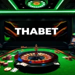 Engaging THABET online casino gaming scene with vibrant poker chips and cards.