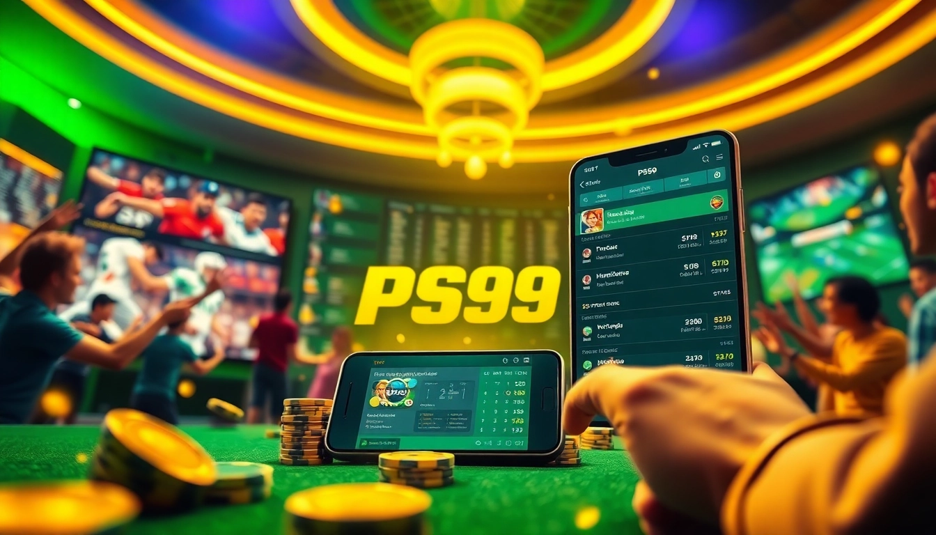 Exciting online sports betting scene featuring nhà cái PS99 with vibrant interfaces and engaged players.