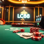 Experience the thrilling atmosphere of the LC88 casino with exciting games and vibrant visuals.