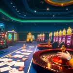 Experience the thrill of casinos with Luckywin's vibrant online gambling interface featuring roulette and slot machines.