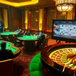 Players enjoying a game at LC 88's luxurious casino tables amidst a vibrant atmosphere.