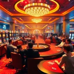 Players enjoying games at the sunwin casino, featuring slot machines and poker tables.