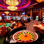 Thrilling scene of casino excitement with poker chips and link vào ww88 prominently displayed.
