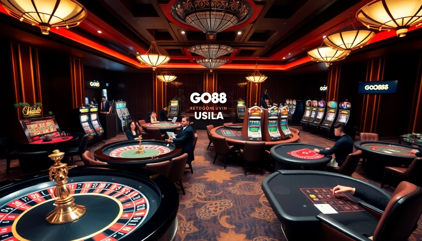 Experience excitement at https://go88vn.asia/ with bustling casino tables and vibrant slot machines.