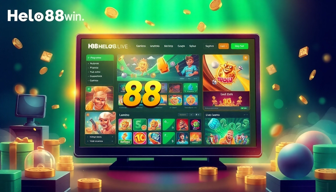 Explore thrilling gaming experiences at hello88win.live with a dynamic digital interface showcasing various game options.