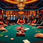 Experience high-stakes excitement at dom88.us.com with glamorous poker action in a vibrant casino setting.
