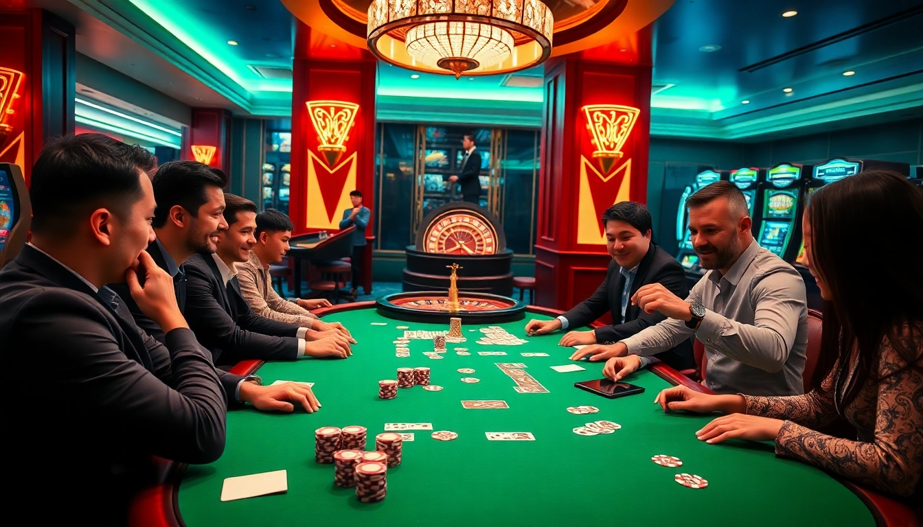 Experience the thrill of rikvip game bài đổi thưởng at a luxurious casino table.