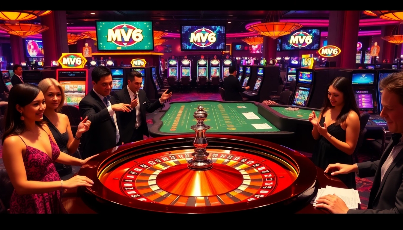 Players engaging at the MV66 roulette table, showcasing excitement and luxury in a vibrant casino setting.