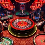 Exciting scene at NEW88 COM casino featuring roulette, poker, and vibrant players.