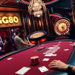 Experience the thrilling atmosphere of GG88 casino gaming with stylish poker tables and vibrant slot machines.