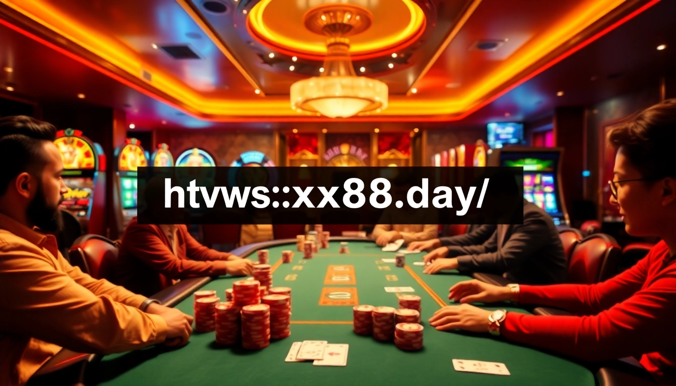 Engaging players share excitement at a poker table in the luxurious environment of https://xx88.day/ casino.