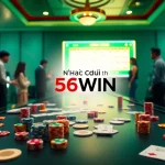 Players enjoying games at Nhà Cái 56WIN's online casino, featuring poker chips and a roulette wheel.
