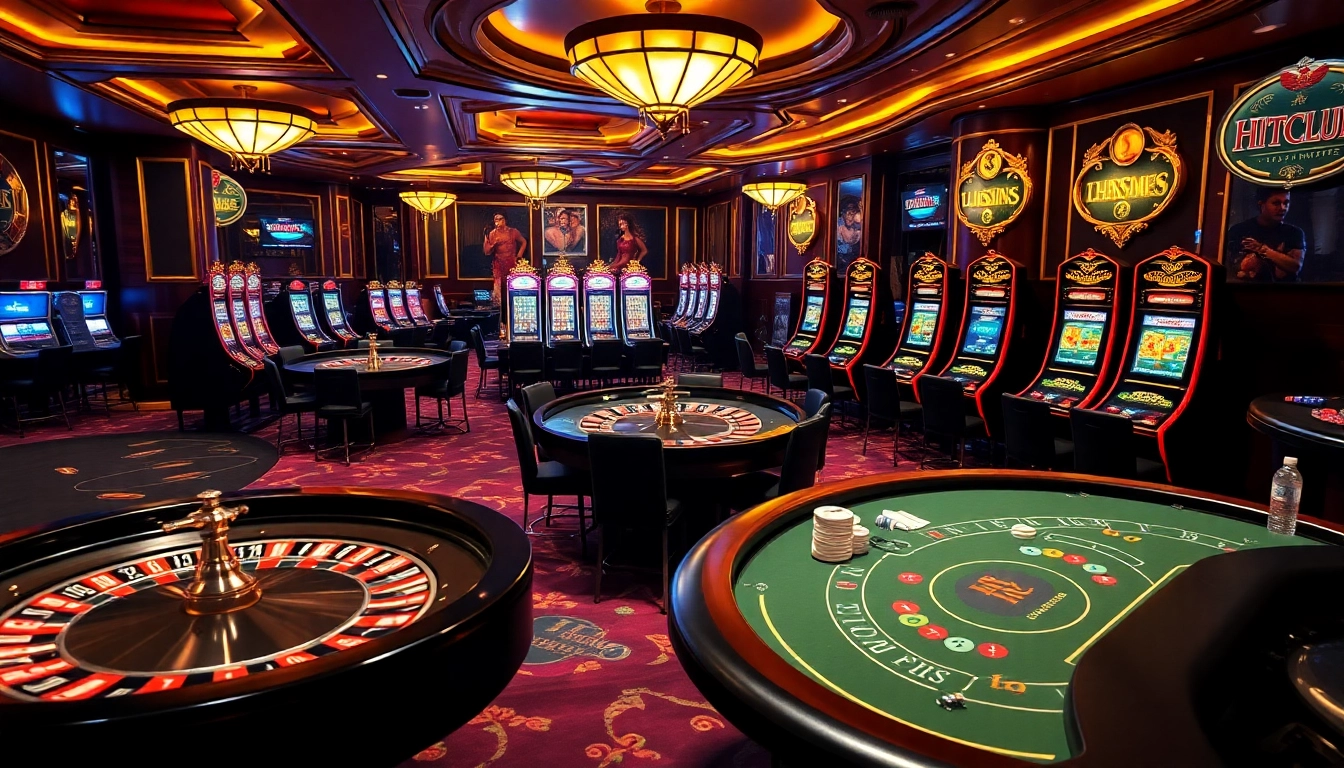 Experience the thrill of HITCLUB casino with vibrant gaming tables and exciting slot machines.
