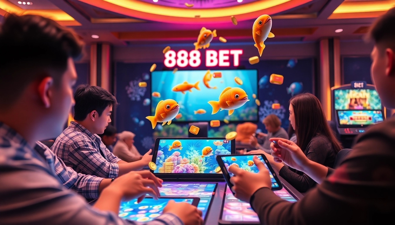 Experience the excitement of bắn cá 88BET with vibrant graphics and engaging gameplay in this online casino scene.