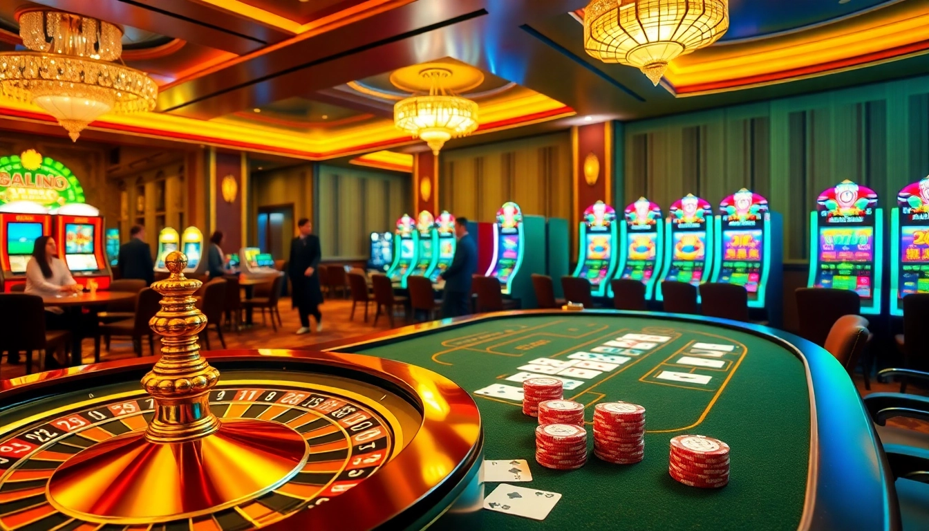 Experience the thrill of gaming at pg88 trang chủ with poker tables and vibrant slot machines.