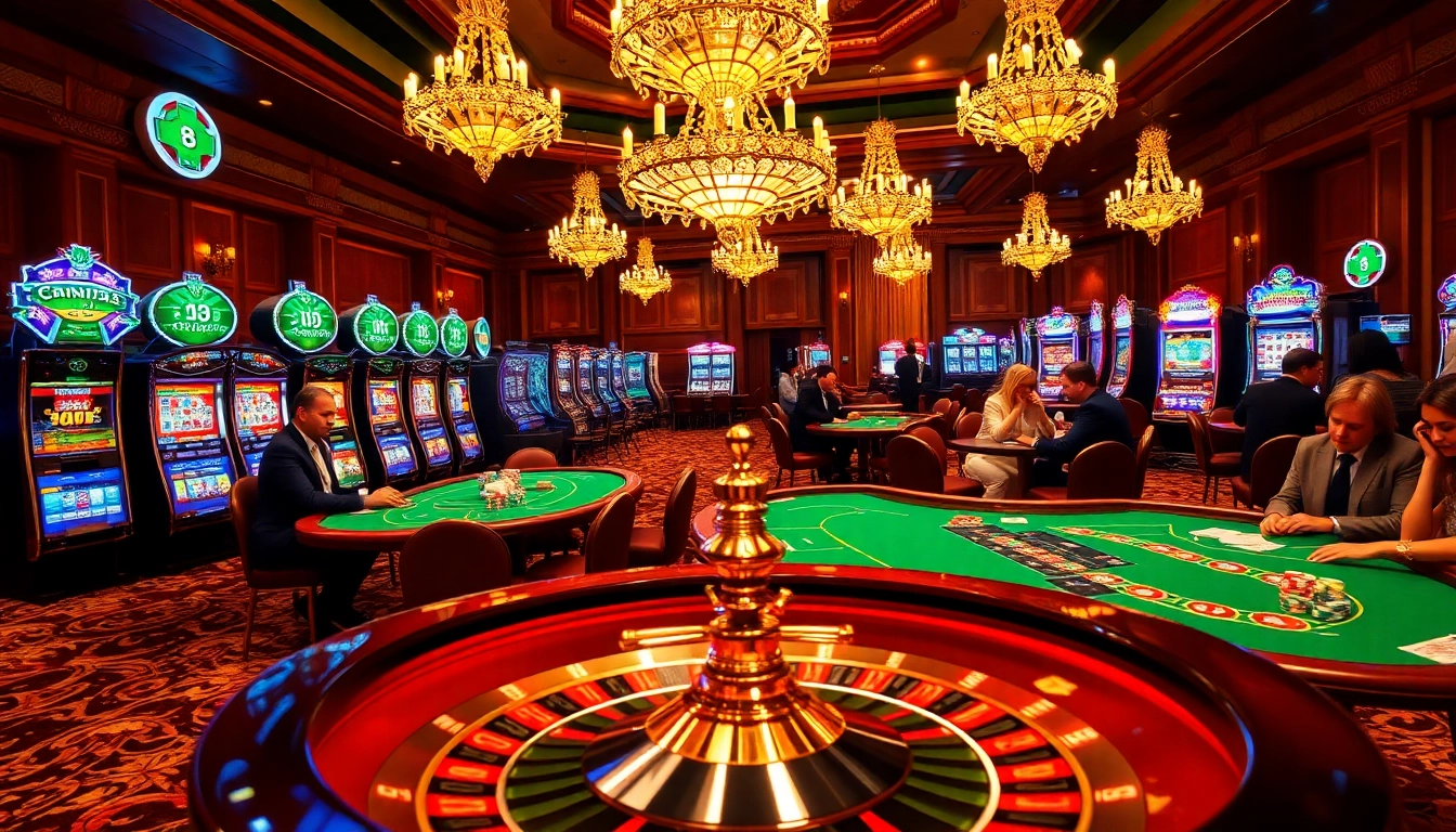 Experience the excitement of J8 at a luxury casino with vibrant tables, chips, and thrilling players.
