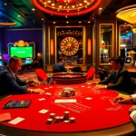 Engaged players at OK 365 casino tables enjoying games, showcasing excitement and professionalism.