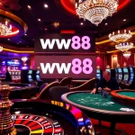 Players enjoying games at ww88 casino, featuring vibrant slot machines and poker tables.