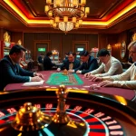 Nk88 casino scene showcasing thrilling poker action with vibrant slot machines.