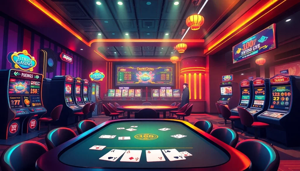 Experience the excitement of tk88win.live's online gaming environment featuring Tiến lên miền Nam and vibrant slot machines.