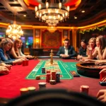 Experience the thrill of nohu88 gaming at a luxurious casino table with players engaged in high-stakes action.