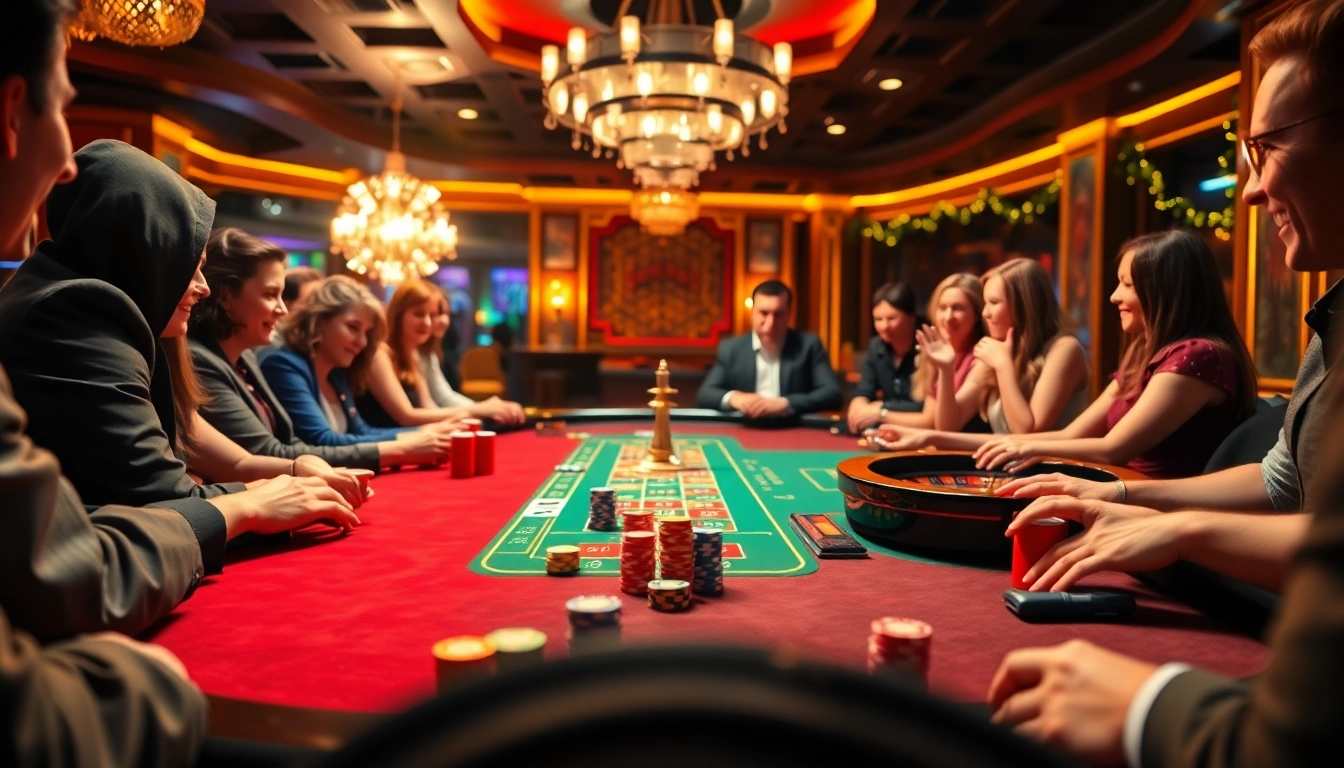 Experience the thrill of nohu88 gaming at a luxurious casino table with players engaged in high-stakes action.