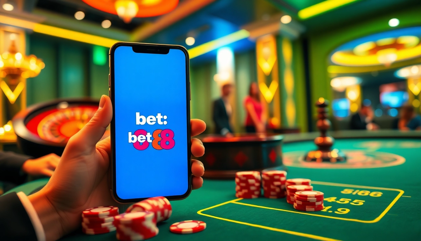 Experience the thrill of gaming at Bet88, featuring dynamic casino action with poker chips and roulette.