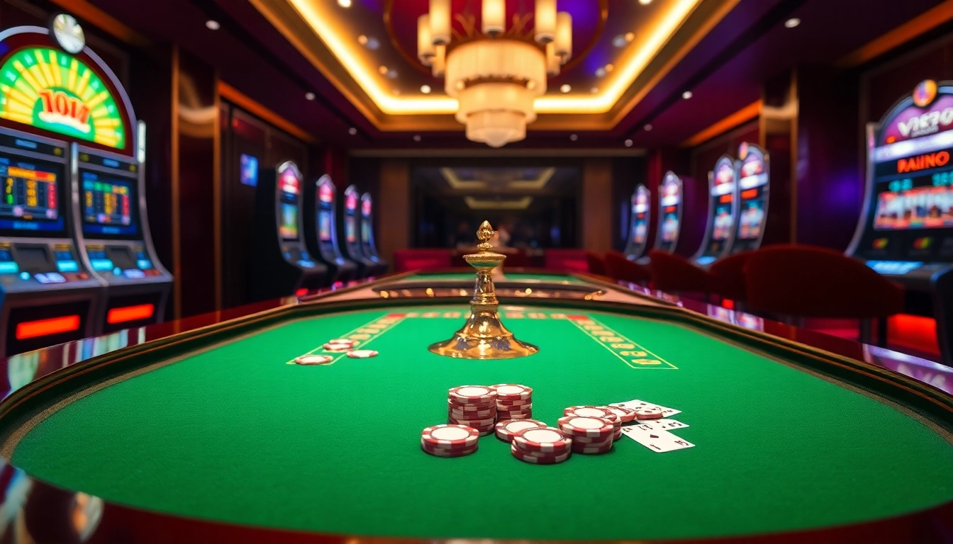 Experience high-stakes excitement at vz99 casino tables with vibrant chips and cards.