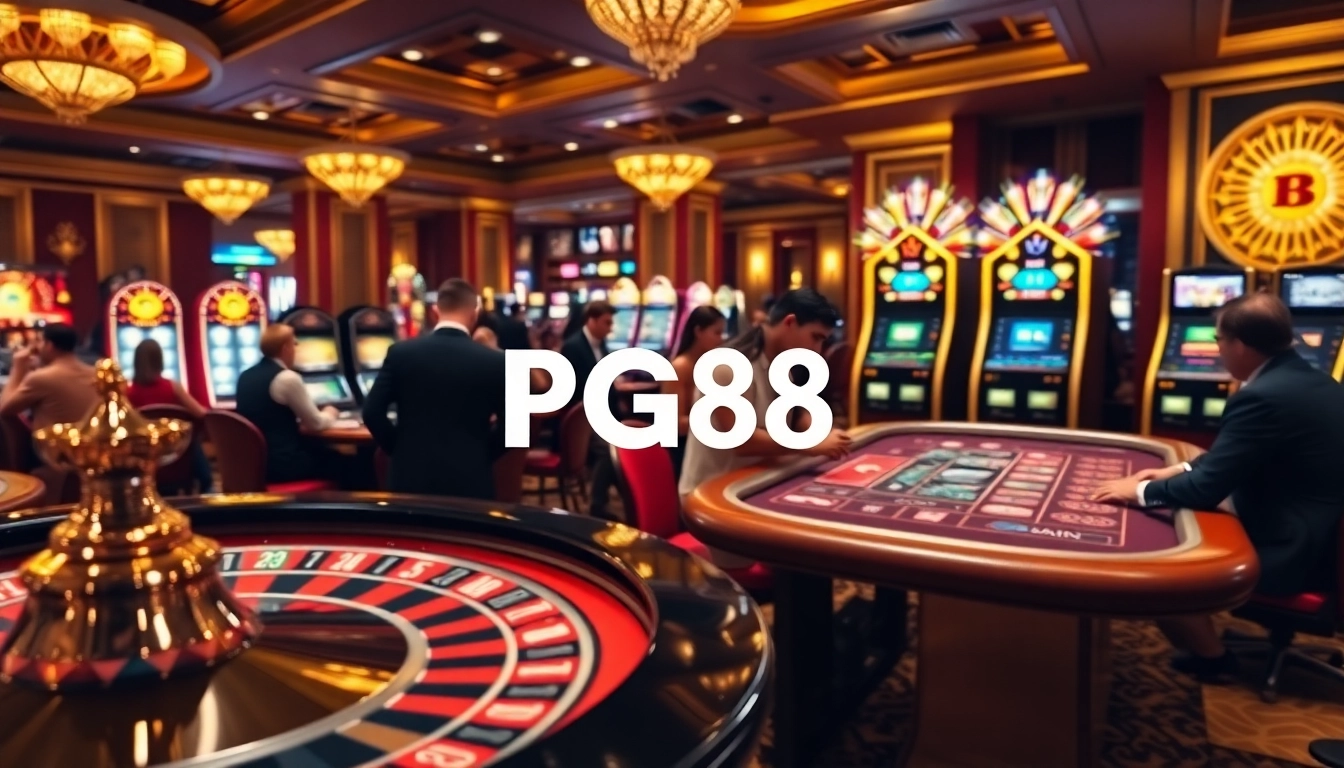 Players enjoying various casino games at PG88, highlighting luxury, excitement, and professional gambling.