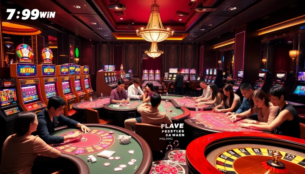 Players winning at 789win casino, immersed in thrilling poker and roulette action amidst elegant decor.