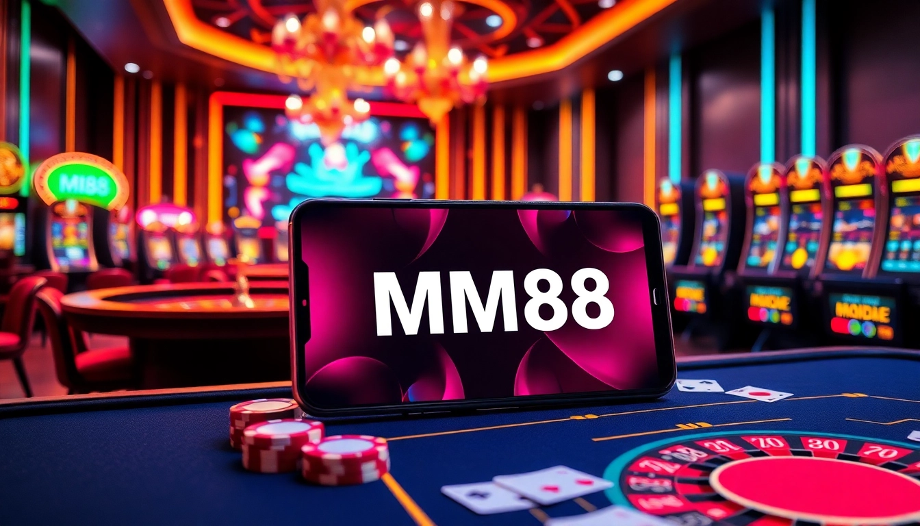 Engaging players at MM88 enjoying a vibrant casino atmosphere with poker chips and roulette