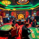 Engaging scene at THA BET casino with players enjoying high-stakes poker and vibrant slot machines.