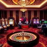 Engaging players at RR88 visualize winning at poker tables with colorful chips and a vibrant casino atmosphere.